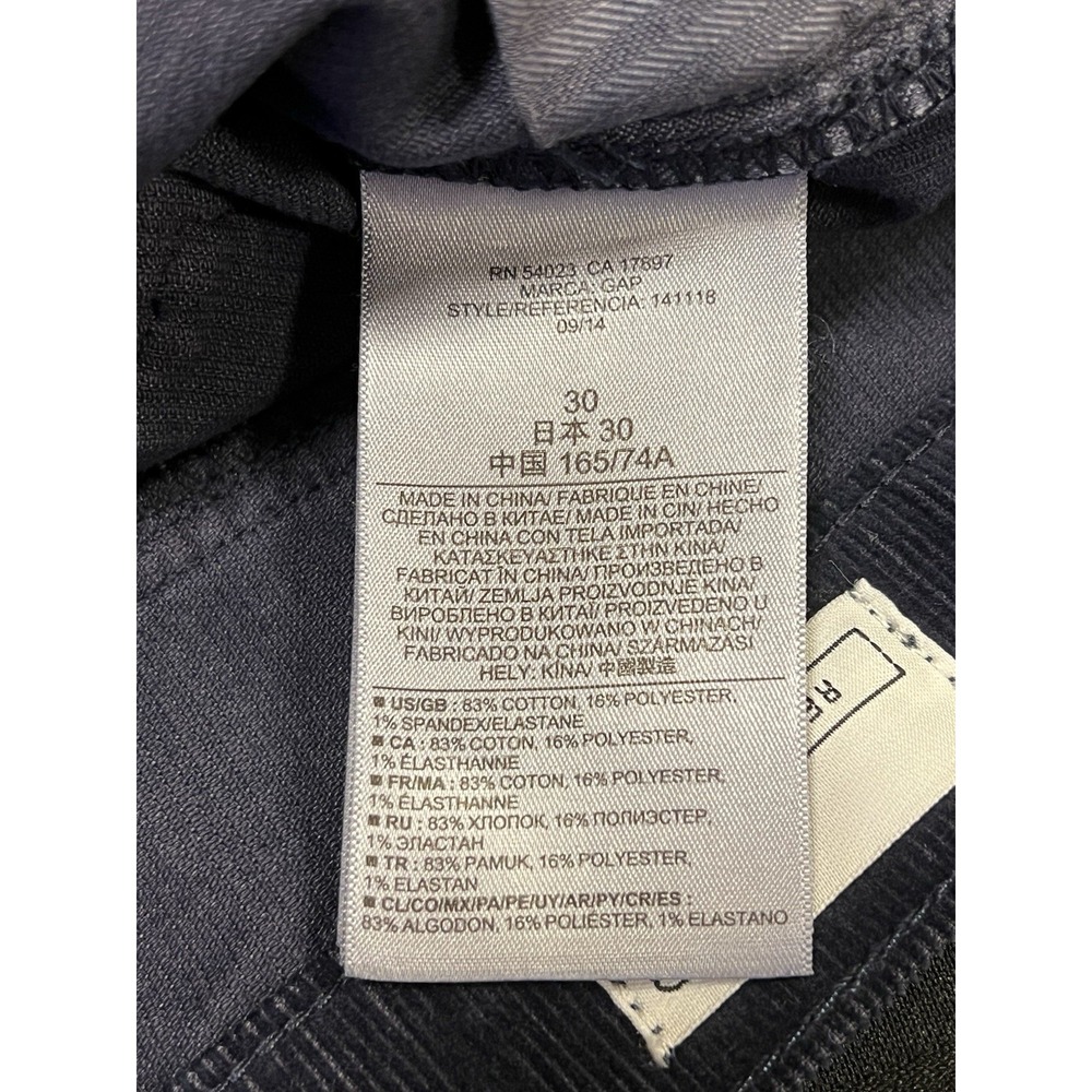 GAP 1969 MENS 30x30 STRAIGHT FIT CORDUROY JEANS NAVY BLUE FALL‎ 9/14 Old Money - Picture 10 of 12
